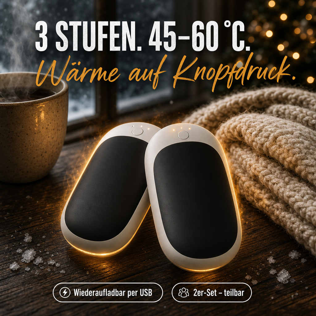 Hiberra Handwärmer 2er-Set – 3 Stufen, Wärme auf Knopfdruck